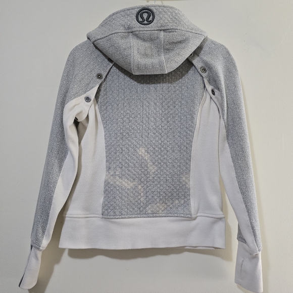 Lululemon Rare Limited Edition Gray & White Convertible Scuba Hoodie **FLAWED** - Picture 4 of 12